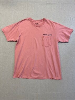 Salt Life Coral Short Sleeve Pocket Tee with Navy Logo